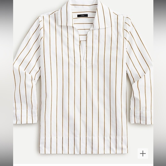 J.Crew NWOT collared cotton Poplin popover blouse szL - Picture 1 of 7